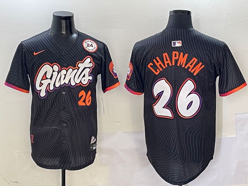Men San Francisco Giants #26 Chapman Black Second generation Joint Name Nike 2025 MLB Jersey style 11